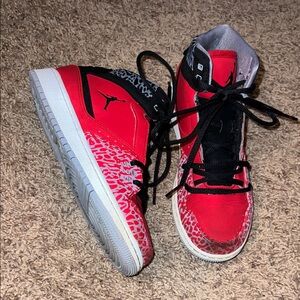 Jordan Kids Red and Black High-Top Sneakers